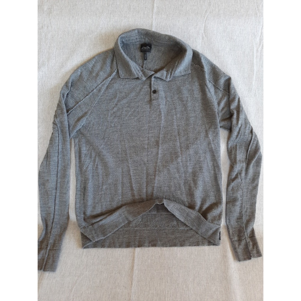Good Man Brand Mens Large Pullover Collared Sweater Long Sleeve Gray Merino Wool